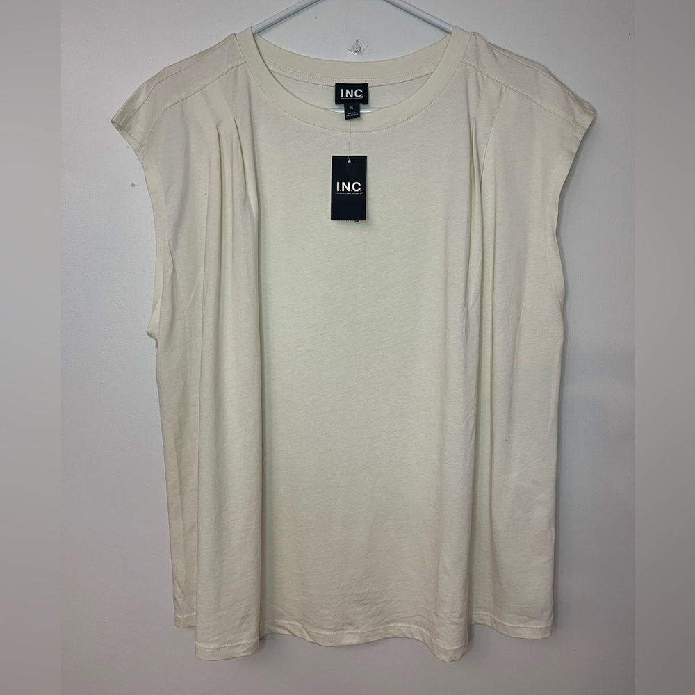 INC International Concepts Women’s XL Vintage Cream Cap Sleeve Top NWT
